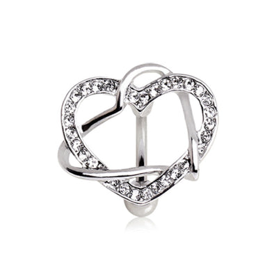316L Surgical Steel Intertwined Hearts Top Down Navel Ring-WildKlass Jewelry