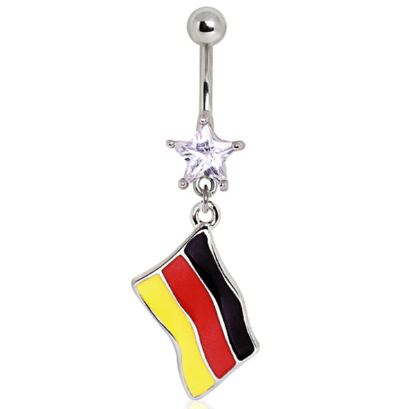 316L Surgical Steel Germany Flag Navel Ring-WildKlass Jewelry