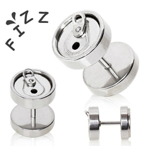 316L Surgical Steel Soda Can Fake Ear Plug-WildKlass Jewelry