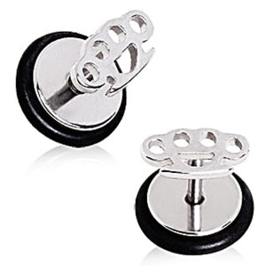 316L Surgical Steel Brass Knuckle Fake Plug-WildKlass Jewelry