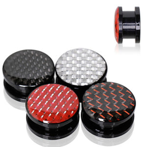 Solid UV Coated Acrylic Plug with Two Tone Color Checker Pattern-WildKlass Jewelry