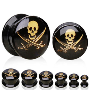 UV Coated Acrylic Plug with Pirate Logo-WildKlass Jewelry