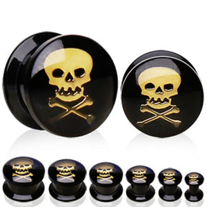 UV Coated Acrylic Plug with Skull Logo-WildKlass Jewelry
