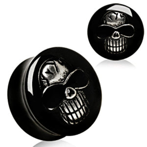 UV Saddle Plug with White 3D Skull-WildKlass Jewelry