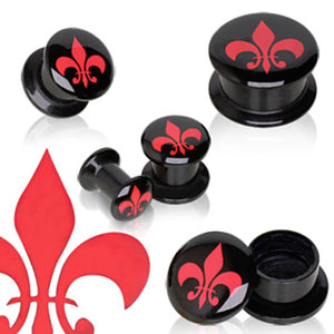 UV Coated Acrylic Screw Fit Plug with Fleur De Lis Logo-WildKlass Jewelry