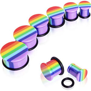 UV Acrylic Rainbow Single Flare Plug with O-Ring-WildKlass Jewelry