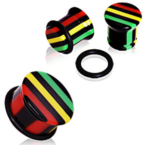 UV Acrylic Rasta Single Flare Plug-WildKlass Jewelry