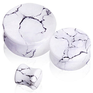 Natural Howlite Stone Saddle Plug-WildKlass Jewelry