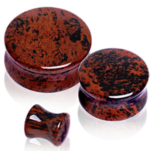 Natural Mahogany Obsidian Stone Saddle Plug-WildKlass Jewelry