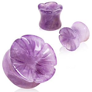 Natural Amethyst Flower Saddle Plug-WildKlass Jewelry