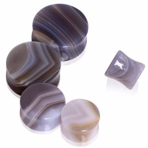 Natural Grey Agate Saddle Plug-WildKlass Jewelry