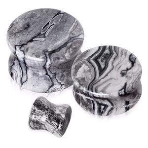 Natural Wave Jasper Stone Saddle Plug-WildKlass Jewelry