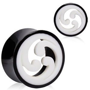 Organic Buffalo Horn Flesh Tunnel Plug with Shuiken Design-WildKlass Jewelry