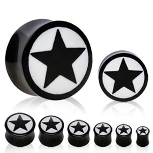 Buffalo Horn Solid Plug with Star Design-WildKlass Jewelry