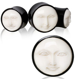 Buffalo Horn Saddle Ear Plug with Convexed Face Inlay-WildKlass Jewelry