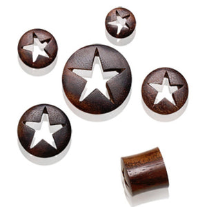 Sono Wood Plug with Star Carving-WildKlass Jewelry