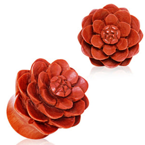 Organic Sawo Wood Lotus Blossom Saddle Plug-WildKlass Jewelry