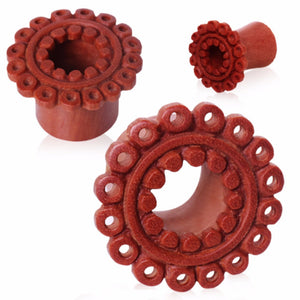 Organic Sawo Wood Ornamental Eyelet Flesh Tunnels-WildKlass Jewelry
