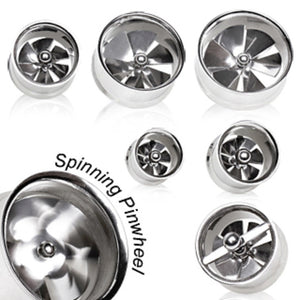 316L Surgical Steel Tunnel Plug with Spinning Fan-WildKlass Jewelry