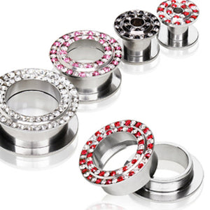 316L Surgical Steel Tunnel Plug with Two Tone multi gems-WildKlass Jewelry