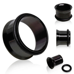Black PVD Plated Single Flare Tunnel Plug-WildKlass Jewelry