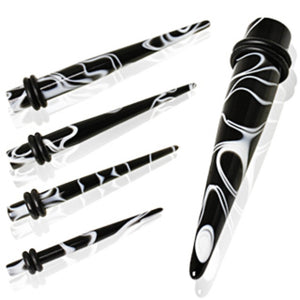 UV Acrylic Black Marble Taper-WildKlass Jewelry