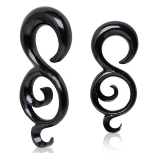 Black Buffalo Horn Taper with Tailed "8" Shape-WildKlass Jewelry