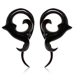 Pair of Buffalo Horn Twisted Taper with Sprouting Floral Shape-WildKlass Jewelry