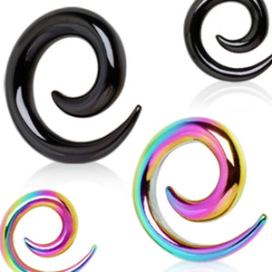 PVD Plated 316L Surgical Steel Spiral Taper-WildKlass Jewelry