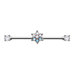 Illuminating Moonstone Spring Flower Prong Set WildKlass Industrial Barbell-WildKlass Jewelry