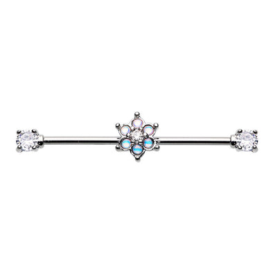 Illuminating Moonstone Spring Flower Prong Set WildKlass Industrial Barbell-WildKlass Jewelry