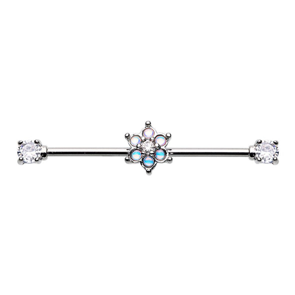 Illuminating Moonstone Spring Flower Prong Set WildKlass Industrial Barbell-WildKlass Jewelry
