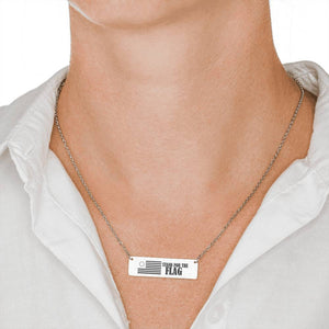 "Stand for the Flag" Stainless Steel Horizontal Bar Necklace-WildKlass Jewelry