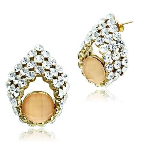 GL355 IP Gold(Ion Plating) Brass Earrings with Synthetic in Orange-WildKlass Jewelry