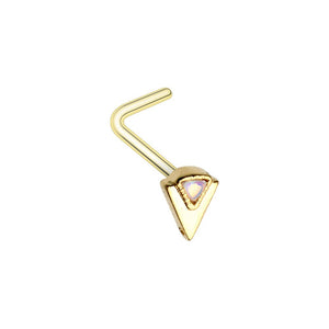WILDKLASS Gold Geometric Triangle Moonstone L-Shape Nose Ring-WildKlass Jewelry