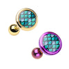 Purple & Gold Mermaid Scale Cartilage Tragus Earring-WildKlass Jewelry