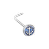 Silver & Gold Anchor Inlay L-Shape Nose Ring-WildKlass Jewelry