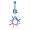 Rose Gold & Colorline Iridescent Blazing Sun Belly Button Ring-WildKlass Jewelry
