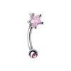 Golden & Silver Star Gem Prong Curved Barbell Eyebrow Ring-WildKlass Jewelry