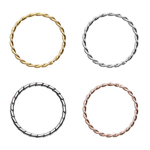 Gold, Rose Gold, Silver Twist & Textured Rope Steel Bendable Nose Hoop-WildKlass Jewelry