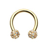 Rose Gold, Gold, Silver Full Dome Pave Ball Horseshoe Circular Barbell-WildKlass Jewelry