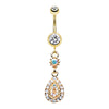 Gold & Rose Gold Elegance Teardrop Sparkle Belly Button Ring-WildKlass Jewelry