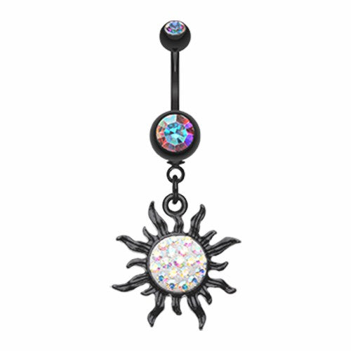 Rose Gold & Golden & Blackline Multi-Sprinkle Dot Sun Belly Button Ring-WildKlass Jewelry