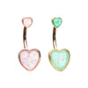 Gold & Rose Gold Two Opal Hearts Belly Button Ring-WildKlass Jewelry