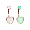 Gold & Rose Gold Two Opal Hearts Belly Button Ring-WildKlass Jewelry