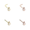 Golden & Rose Gold Illuminating TearDrop Shape L-Shape & Stud Nose Ring-WildKlass Jewelry