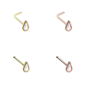 Golden & Rose Gold Illuminating TearDrop Shape L-Shape & Stud Nose Ring-WildKlass Jewelry