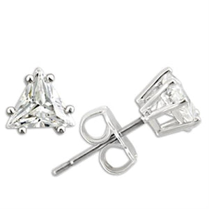 0W156 Rhodium 925 Sterling Silver Earrings with AAA Grade CZ in Clear-WildKlass Jewelry