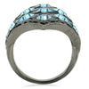 0W235 Ruthenium Brass Ring with Top Grade Crystal in Sea Blue-WildKlass Jewelry