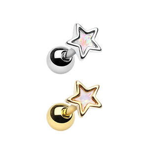 Silver & Gold Opal Star Shape Cartilage Tragus Earring-WildKlass Jewelry
